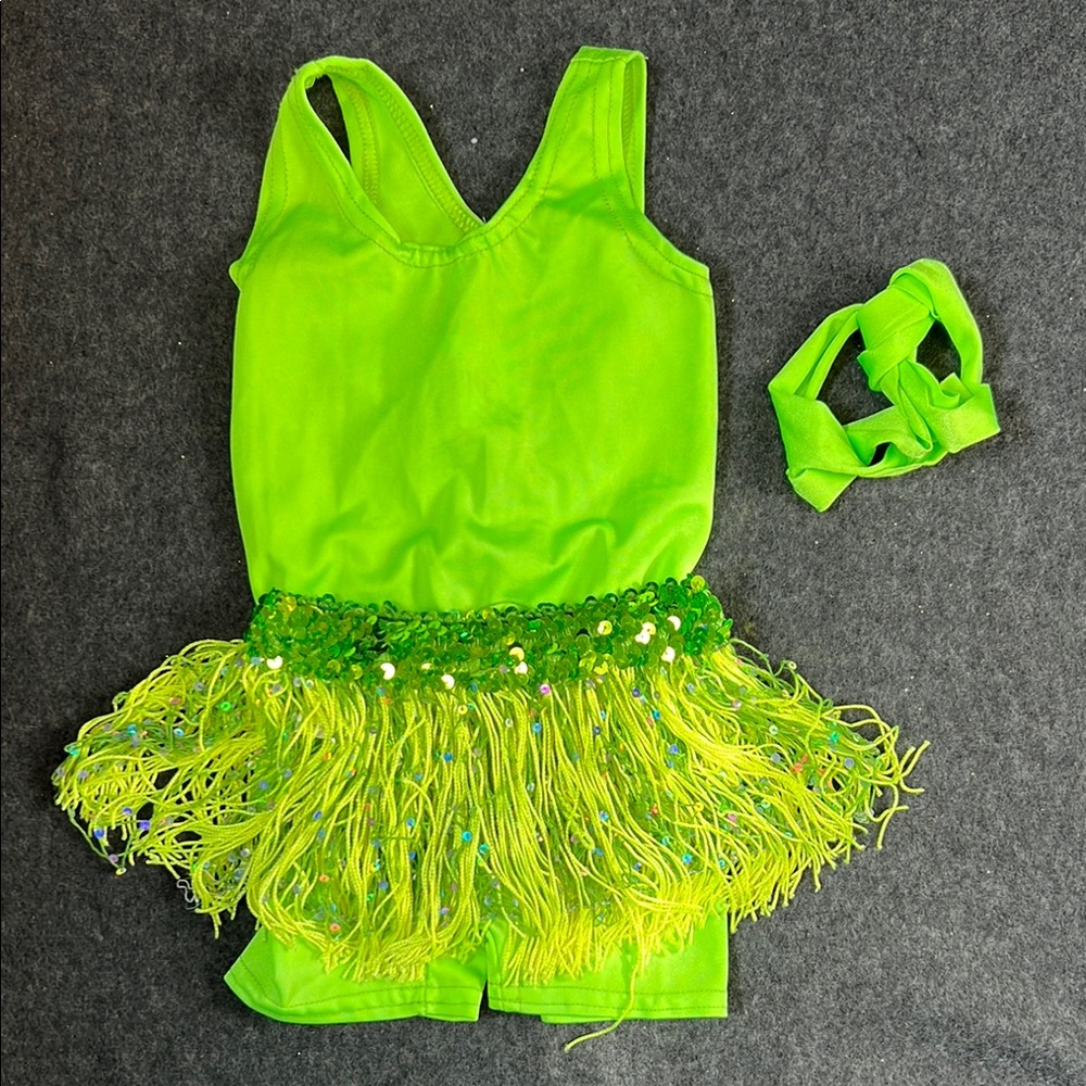 Neon Sequin Fringe Dance Costume NWOT Girls XS (2-4)